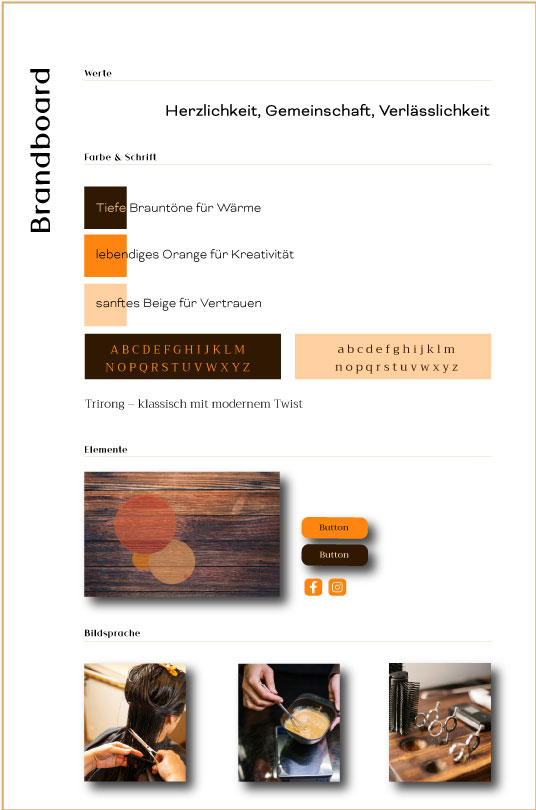 Portfolio Brandboard Salon Kopfarbeit