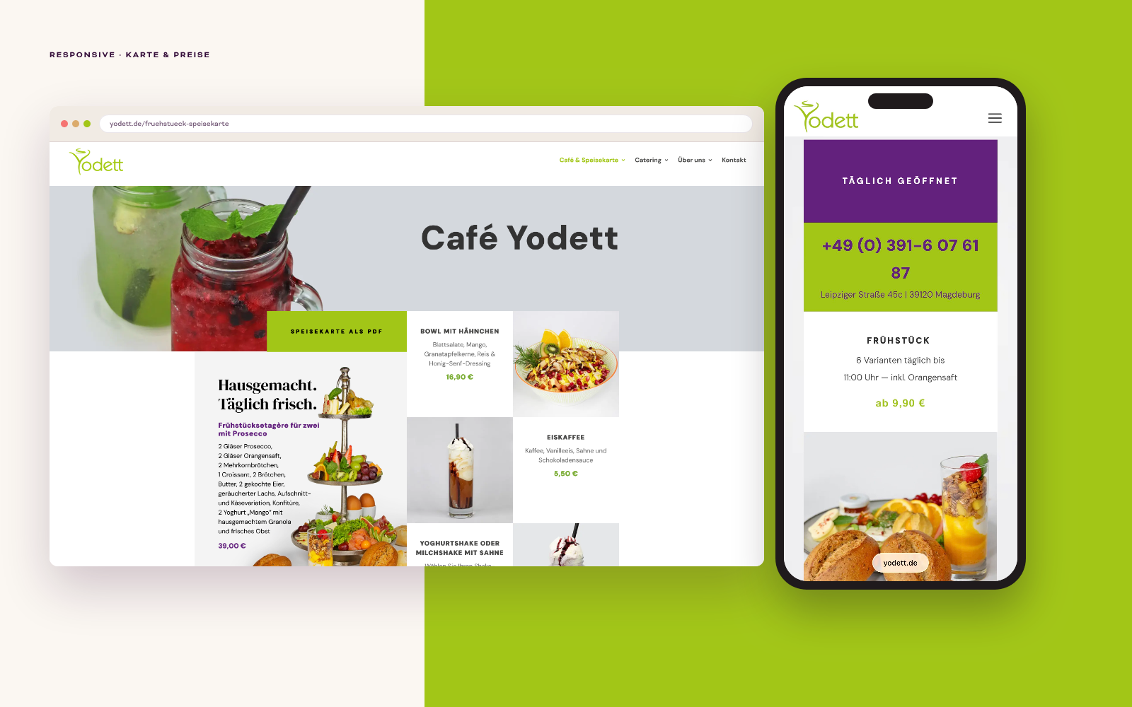 Portfolio café yodett relaunch website